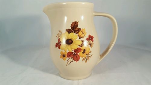 Vintage Hyalyn Vase 905 Tan With Flowers Mid Century Modern