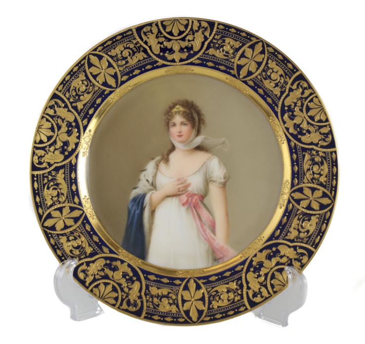 Royal Vienna Hand Painted Cabinet Plate of Queen Louise c.1900, Signed Wagner