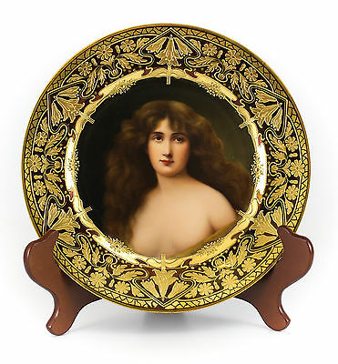 Royal Vienna Portrait Cabinet Plate, c1900 Signed Hand Painted & Raised Gilt