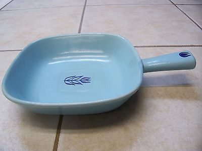 VINTAGE CRONIN POTTERY BAKE OVEN USA BLUE SQUARE FLAT CASSEROLE DISH WITH HANDLE