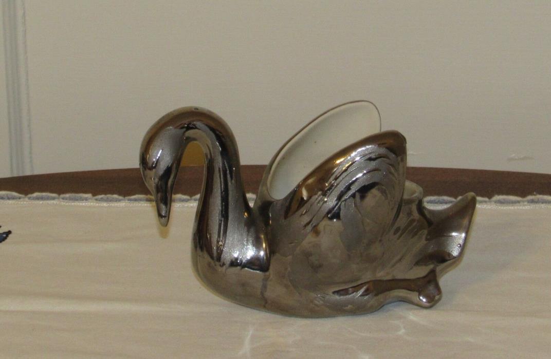 Vintage Swetye Pottery Silver Swan Planter Excellent!