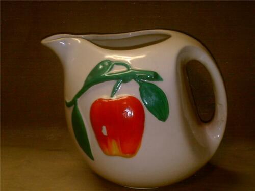 Vintage Pippin Pottery USA Apple Water Pitcher-Milk Jug-White-Red-Green-Yellow