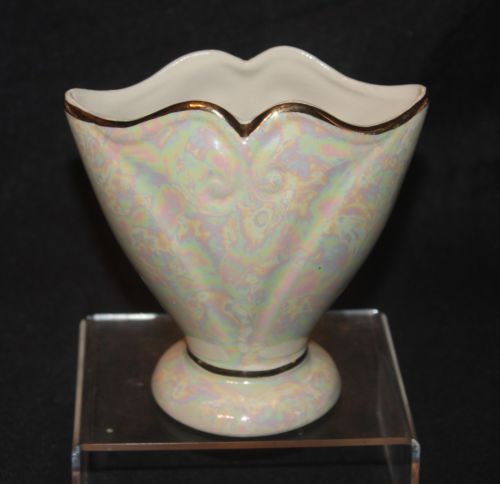 vintage PIONEER Pottery iridescent gold trim VASE #159 - Antique - USA