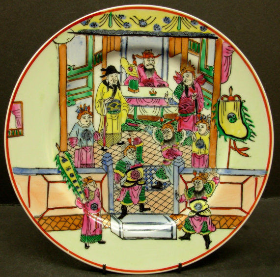 Vintage Decorative Macau Enameled Porcelain Wall Plate
