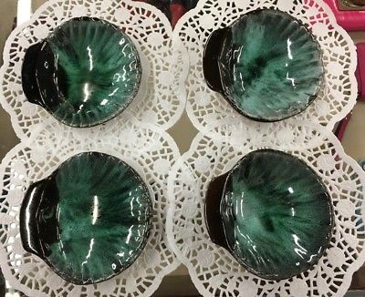 4 Evangeline Footed Shell Dishes Canadian Pottery Signed