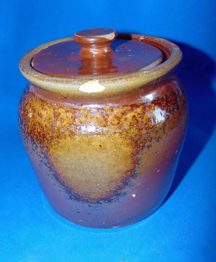 X rare  antique Dion  Quebec  Canadian  ANTIQUE  POTTERY  pot  with lid