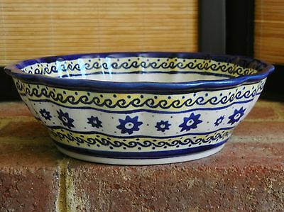 Polish pottery stoneware Boleslawiec scalloped bowl yellow