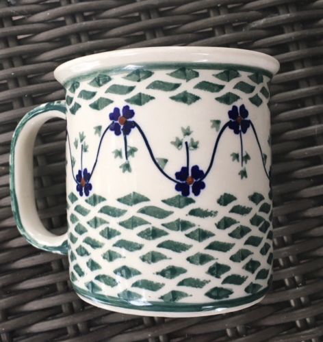 Polish Pottery 12 oz Mug Rhine Valley pattern Ceramica Boleslawca