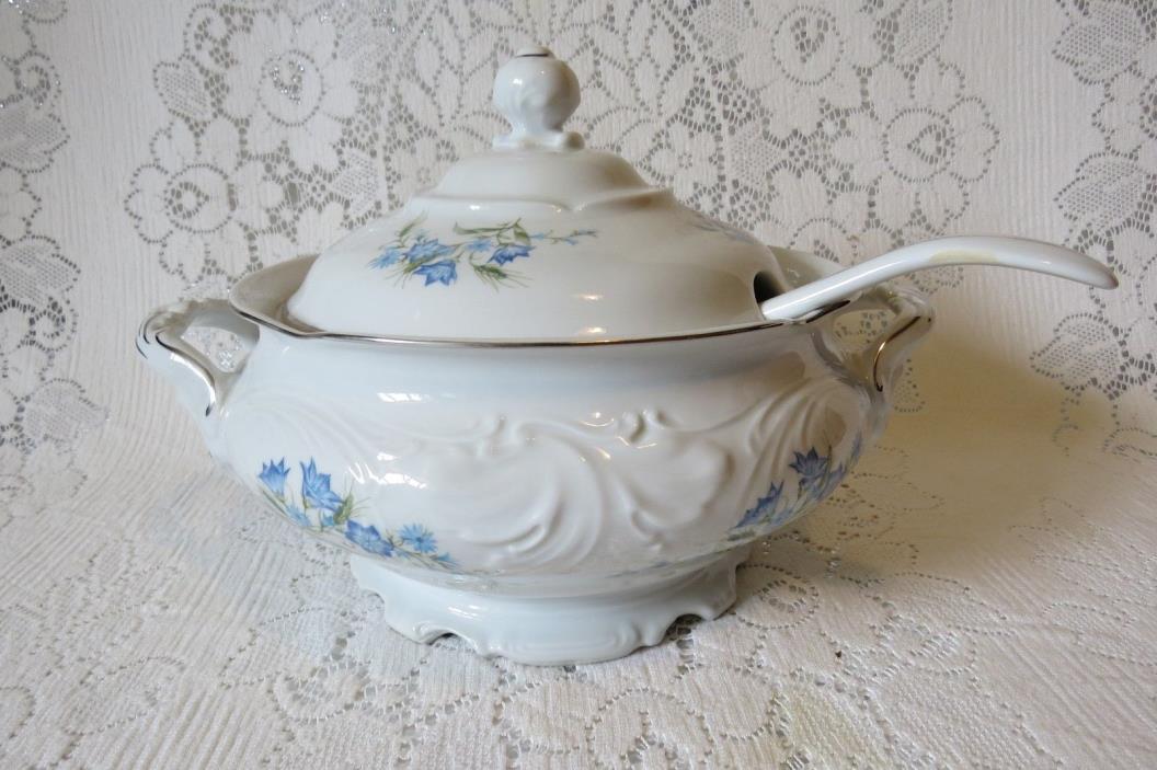 Lubiana China Tureen & Ladle Blue Flowers  made in Poland