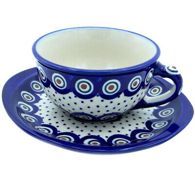 SilverrushStyle - Polish Pottery Teacup  Saucer - Magic Dots Collection