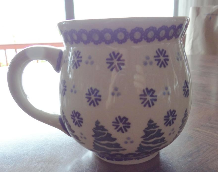 Polish Pottery Stoneware Wintertime Coffee Mug Cup