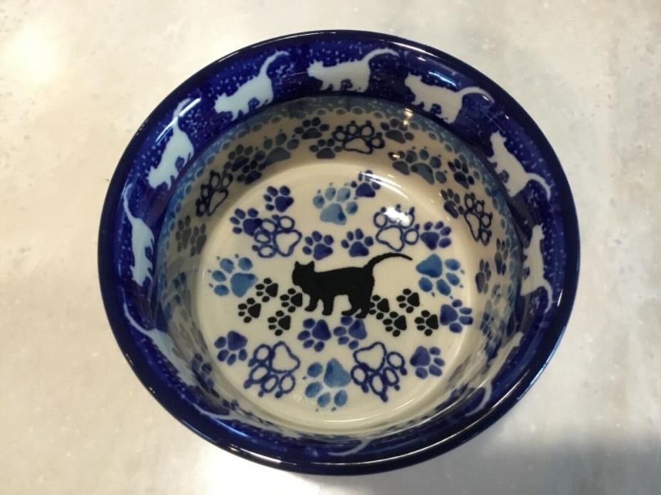 C A POLISH POTTERY 4.75” Ramekin Bowl- Black Cat-New