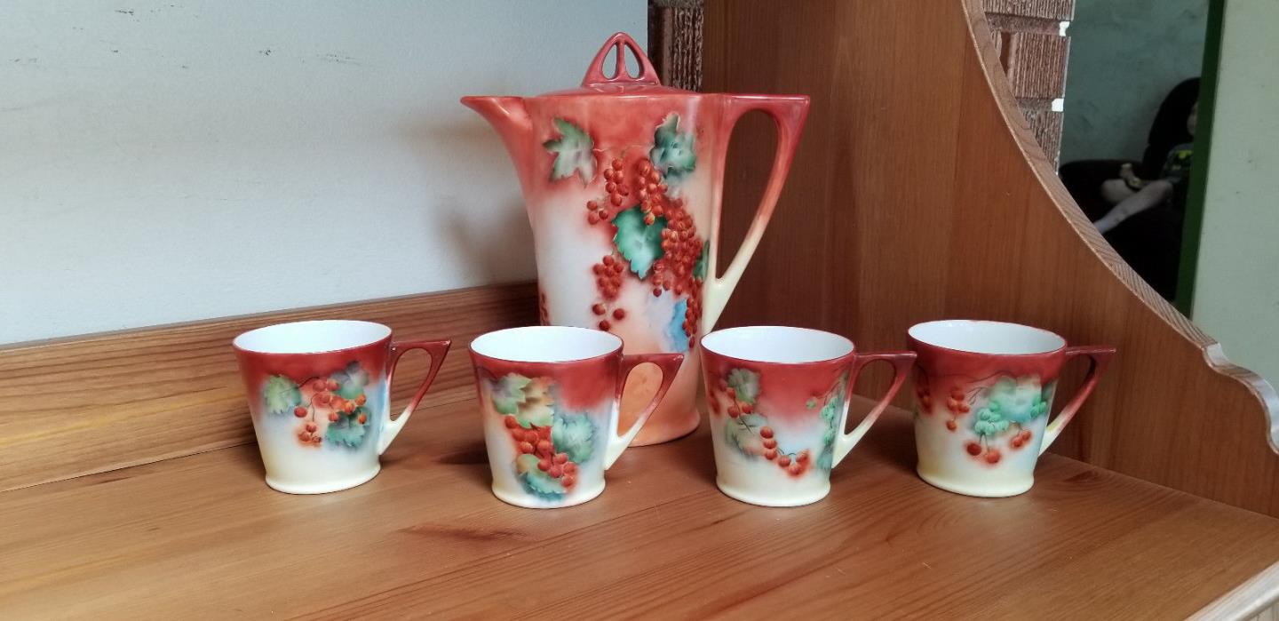 RARE Antique Royal Bavarian Hutschenreuther Coffee Set hand painted