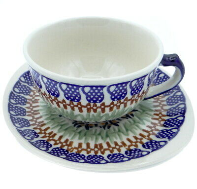 SilverrushStyle - Polish Pottery Teacup  Saucer - Cobalt Blue Collection