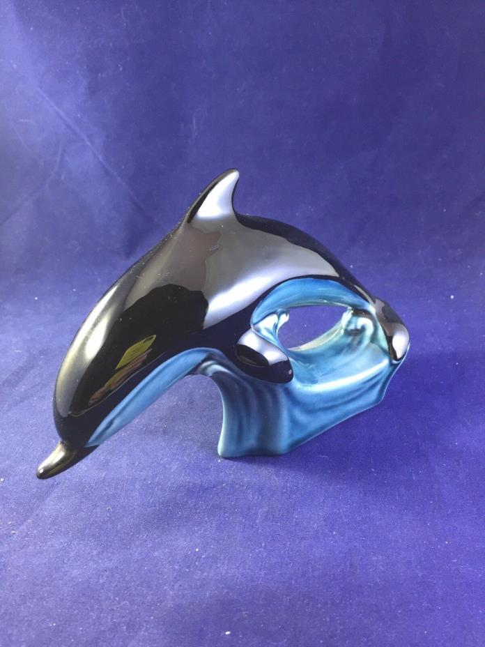 Leaping Dolphin Ceramic Figurines by Poole Pottery from England