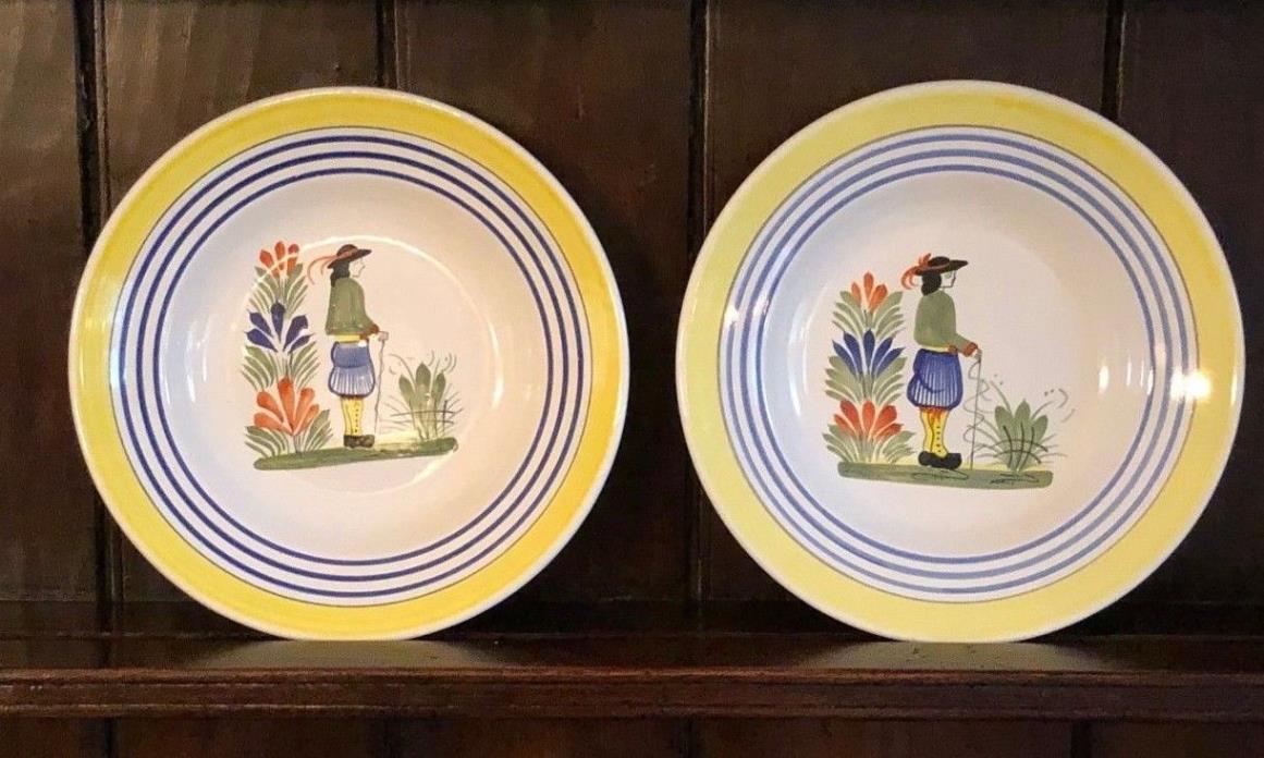 Vintage Henriot Quimper French pottery set of two 9 1/2