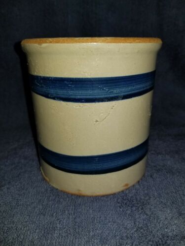 VIntage Blue Band Large 5 inch TALL Crock