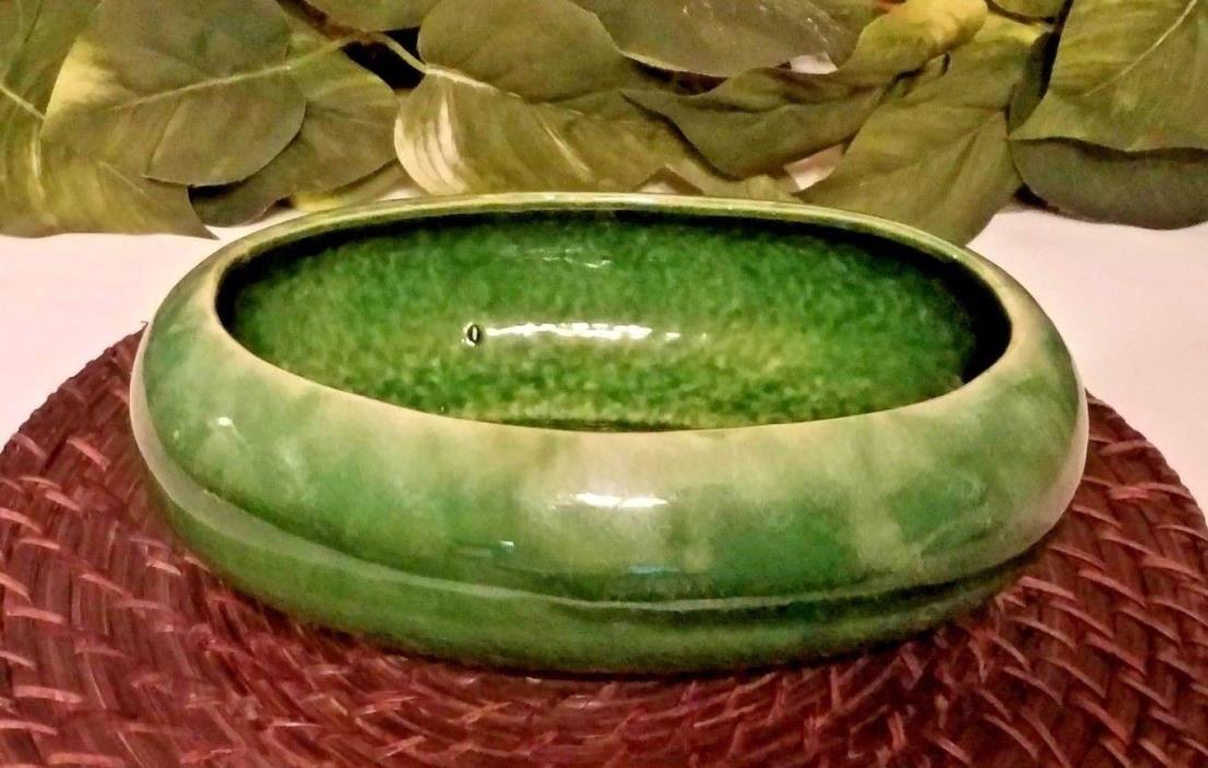 Vintage Robinson Ransbottom RRP Co. Roseville Green Glazed Ceramic Oval Planter