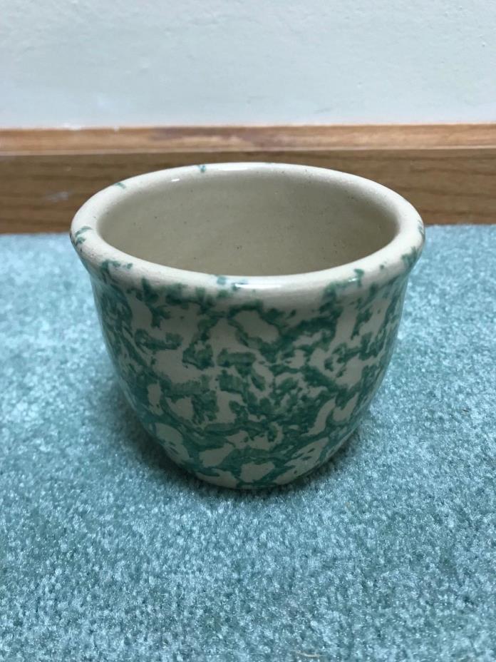 Robinson Ransbottom Pottery Green Spongeware 10 oz Kitchen Crock R.R.P Ohio