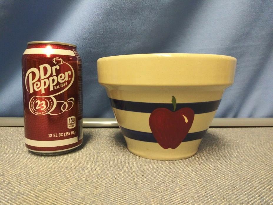 R.R.P. Co. Roseville Blue Banded Hand Painted Apple Decorated 6