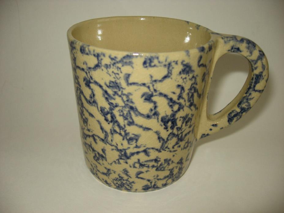 One Blue Sponge Ware Coffee Mug  Roseville RRP Co Pottery