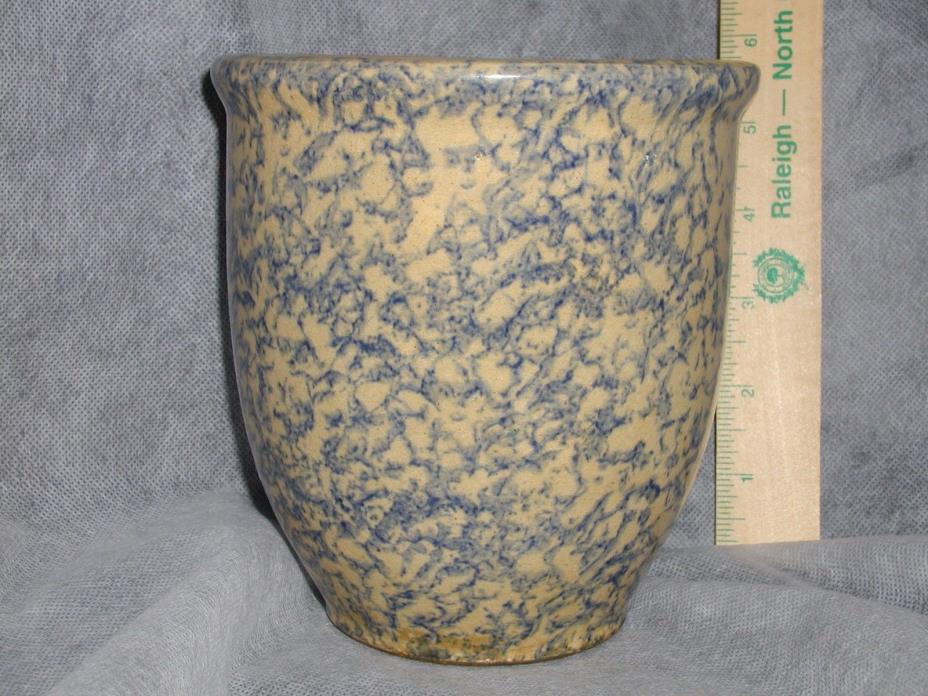 Vintage Ransbottom P.P.R. Co. Blue Sponge Stoneware Roseville Ohio