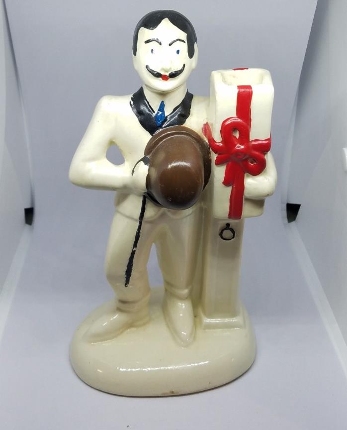 Robinson Ransbottom Vintage Gentleman Carrying Present Gift Bud Vase Red Bow