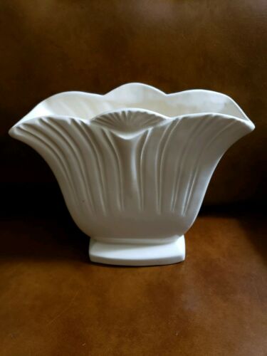 Vintage RRP Co. Roseville, Ohio White Pottery Planter - Marked 298