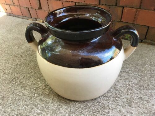 R.R.P. Co Roseville Ohio Stoneware USA Pre-Owned Bean Pot No Lid Brown and Tan
