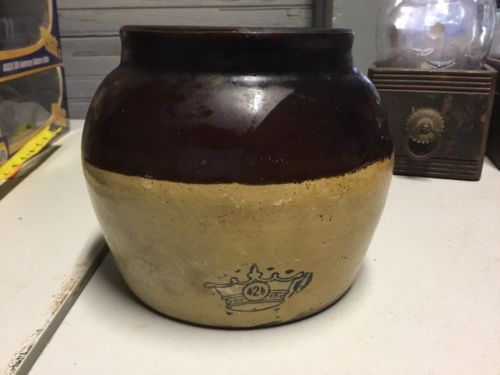 Antique Robinson Ransbottom Crown #2 Crock Jug - USA Pottery Brown