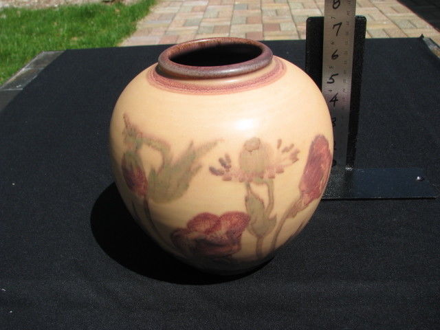 Rookwood vase decorated with poppies and artist signed; 1931, shape 6204C