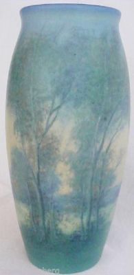 Antique Rookwood Vellum Vase HP Ed Diers w Landscape 1923 No crazing (2619)