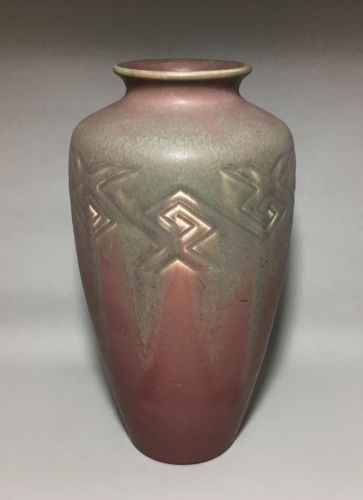 Large 12 Rookwood Pottery Incised Geometric Z line Style Vellum Vase 1907 614C