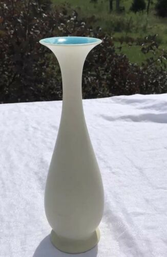 TALL 1921 Rookwood Pottery Bud Vase #2545C Matte White with Blue Interior XXI