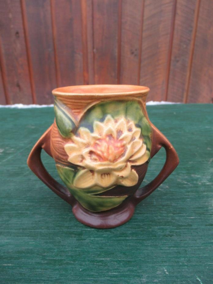 Vintage Roseville Pottery Orange WATER LILY Vase 71-4