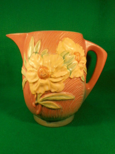 Vintage Roseville Peony Pink and Yellow Beverage Water Pitcher 1326-7 1/2