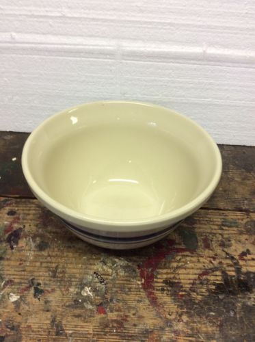 Roseville Ohio Pottery FP Friendship Pottery 4 Quart Mixing Bowl Blue Stripe USA