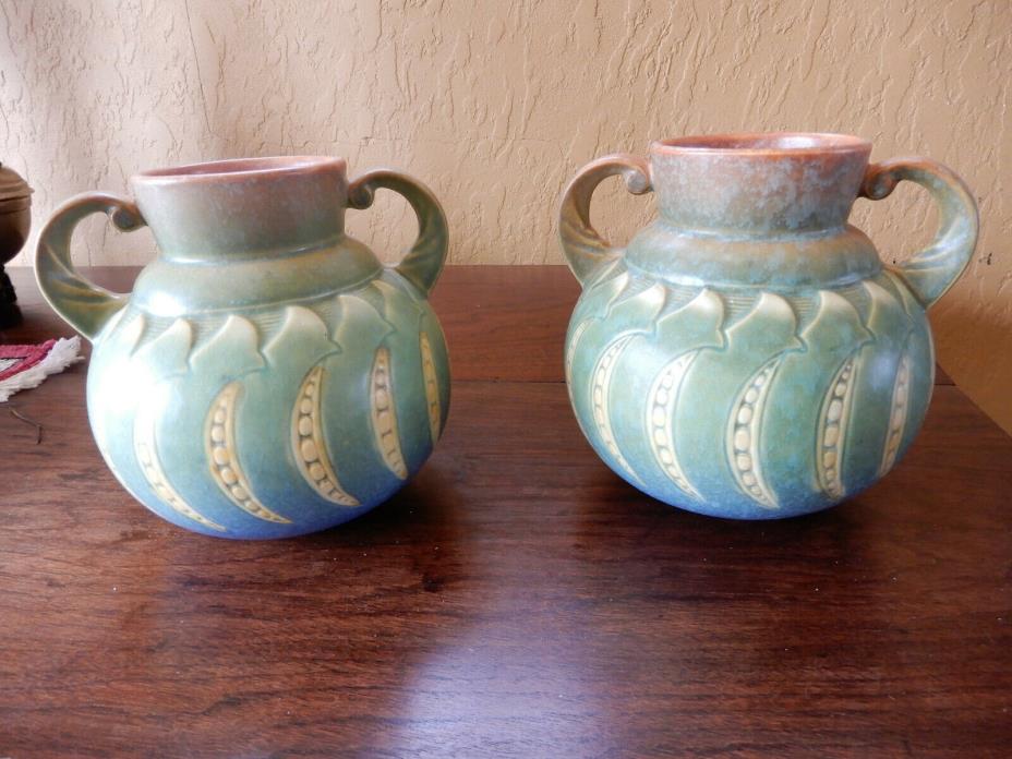 Roseville pottery Fallline blue pair