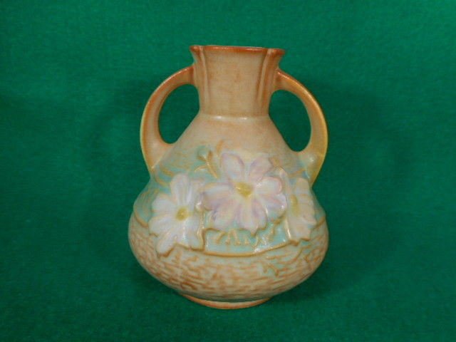 Vintage Roseville Cosmos Brown 2 Handled Vase 944-4