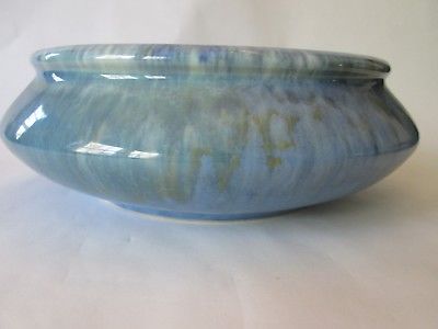 BULB PLANTING BOWL! Vintage ROSEVILLE ART pottery: BLUE TOURMALINE pattern: EXC