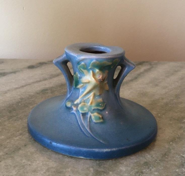 Roseville Pottery Columbine Blue Candle Holder 1145-2