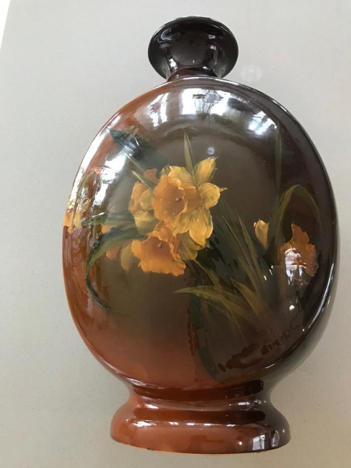 Very Rare Roseville Rozane  Royal Vase Signed Brown Daffodils 1900 20