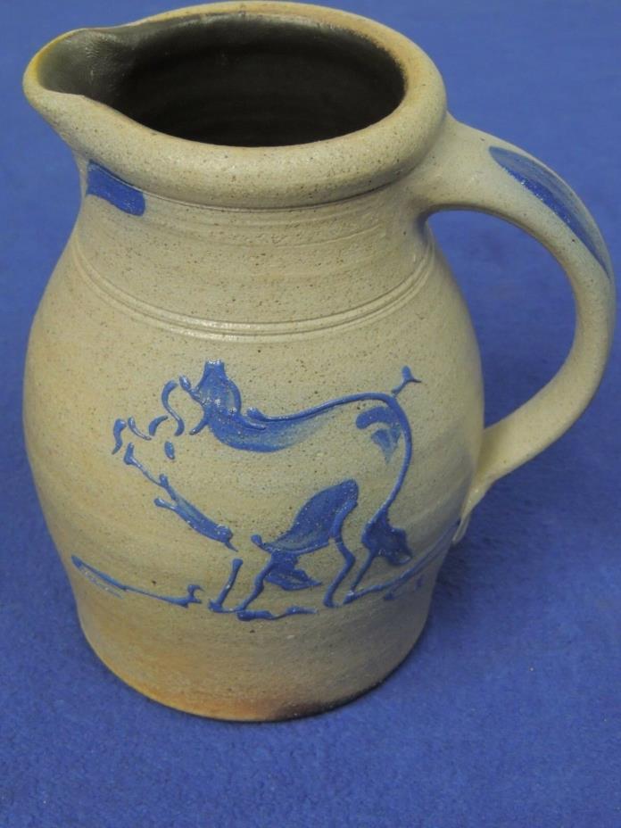 Rowe Pottery Works Pitcher with Pig Design 8