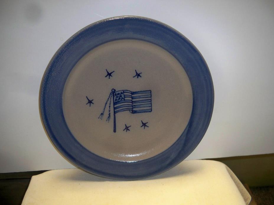 Rowe Pottery Works10 1/2 inch Dinner Plate w/Flag Cambridge Wisconsin