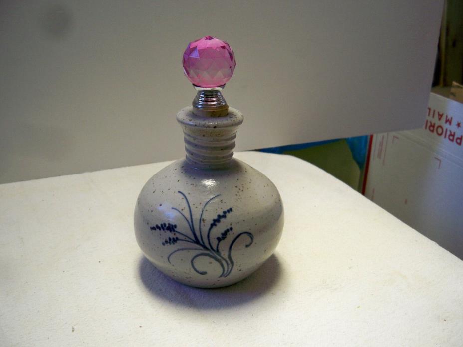 Rowe Pottery Works  Mothers Day 2015 Perfume Bottle w/ Pink Crystal Stopper