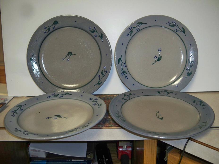 Rowe Pottery Works Blueberry Design Dinner Plates -Set of 4