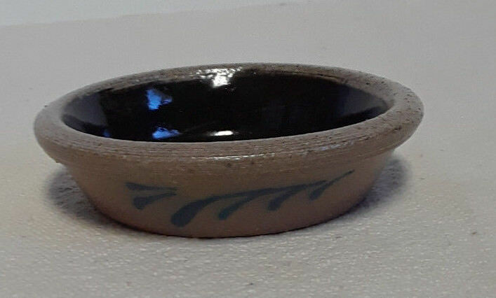 Rowe Pottery Miniature Low Bowl-Cambridge Wisconsin-2007-Blue/Grey Salt Glaze