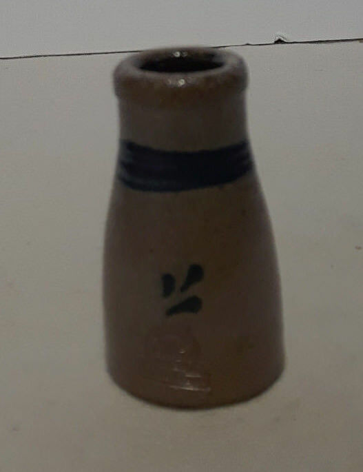 Rowe Pottery Miniature Milk Jug-Cambridge Wisconsin-2009-Blue/Grey Salt Glaze