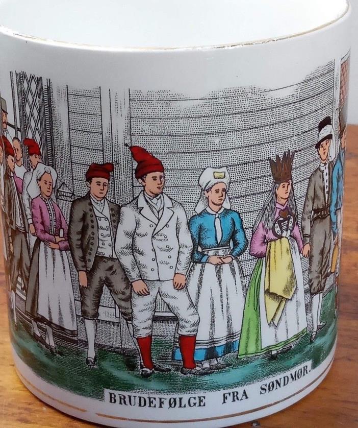 Vintage Egersund Norway Fayance Fabrik Tankard  Mug - Brudefolge Fra Sondmore