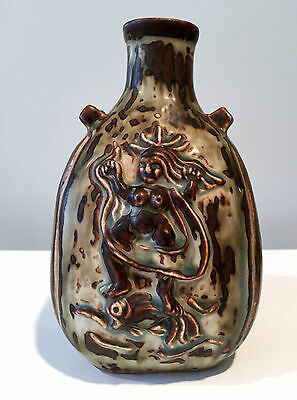 Bode Willumsen Royal Copenhagen Stoneware Handled Vase w Raised Female Figures